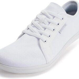 Women's Canvas Leather Barefoot Shoes Wide Fit Minimalist Sneakers Low Top